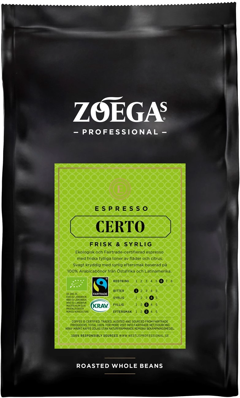 Kaffebönor Zoégas Espresso Certo 500g 8st/kolli