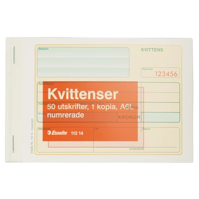 Blankett Kvittens numrerad A5L 2x50
