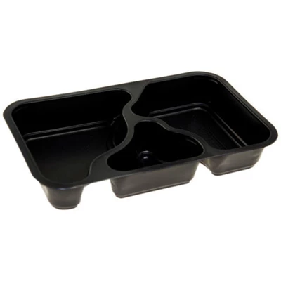 Flerportionsform GN 1/4 PP 3-fack Svart 300st