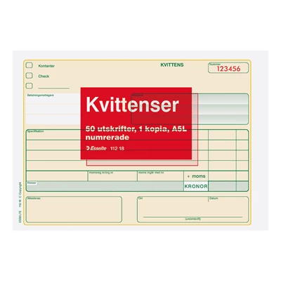 Blankett Kvittens numrerad A5L 2x50
