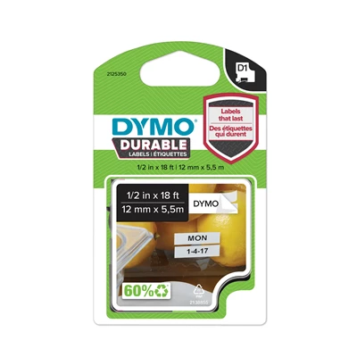 Märktejp Dymo D1 Durable 5,5 m svart/vit