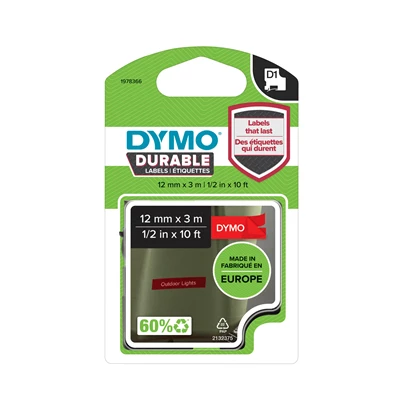 Märktejp Dymo D1 Durable 3 m vit/röd