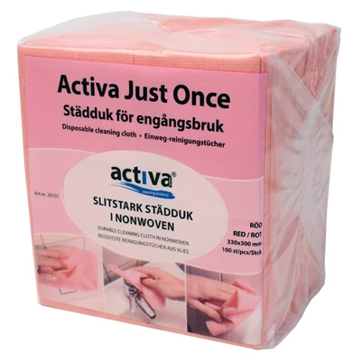 Rengöringsduk Activa JustOnce röd 100/fp