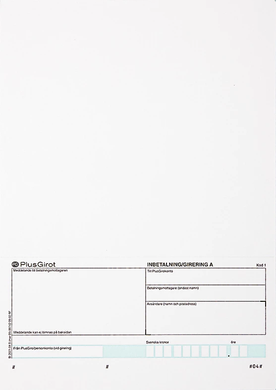 Standardblankett Otryckt+4 pg 900st/fp