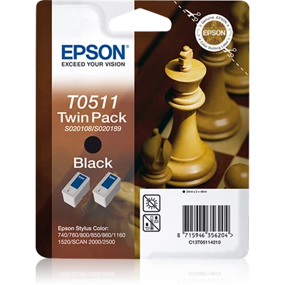 Epson T051 Blk Ink Cartridge (Twin)