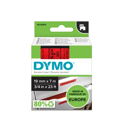 Märkt. Dymo D1 sv./röd 19 mm