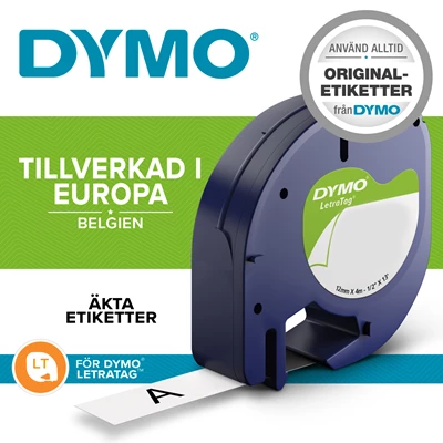 Märktejp Dymo LetraTag 12 mm gul