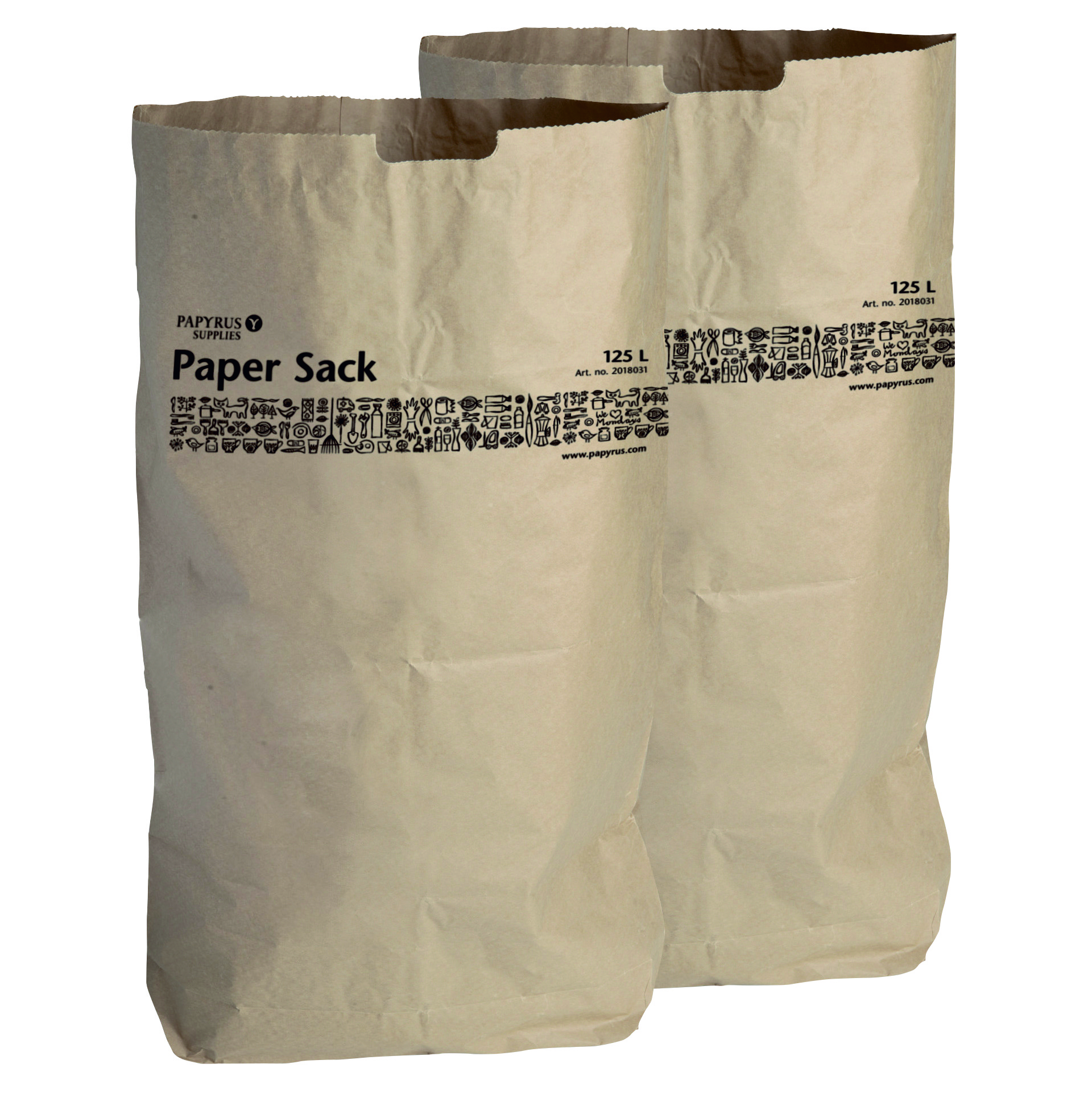 Papperssäck 125L 2-lagers 50st/ bunt