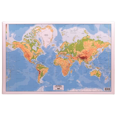 Skrivunderlägg m. världskarta