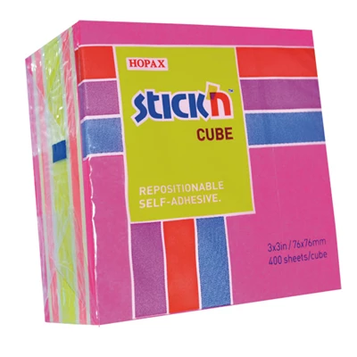 Häftis Stick'n Notes Kub rosa/röd 76x76