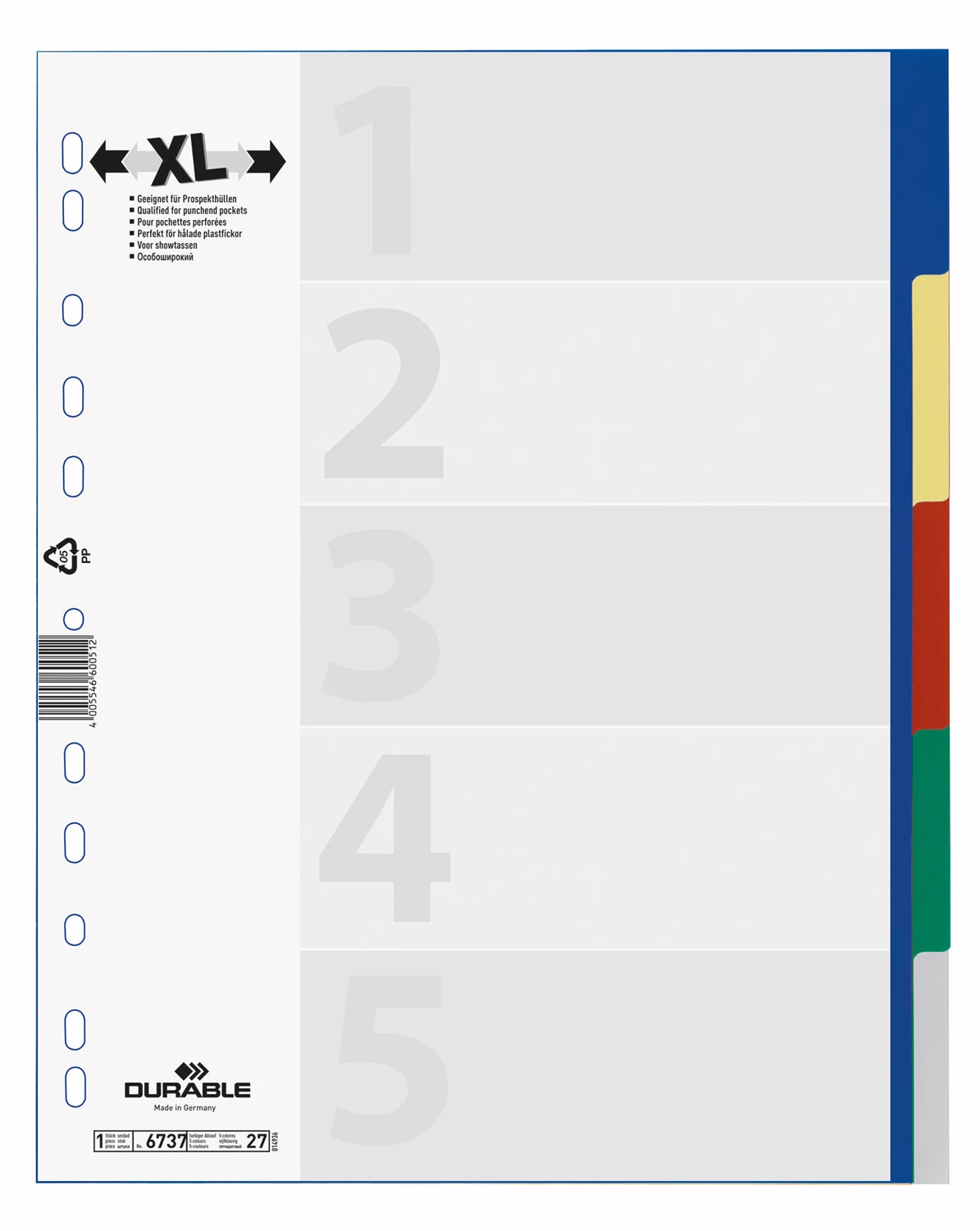 Register Durable XL 1-5 otryckt