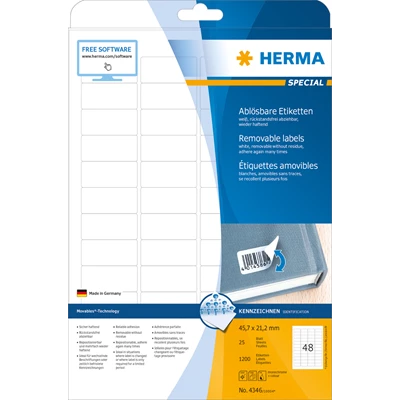 Etikett Herma Avtagbar 45,7x21,2mm 25st/fp