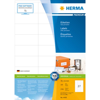 Etikett Herma Premium 70x32mm 2700st/fp