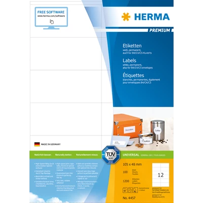 Etikett Herma Premium 105x48mm 1200st/fp