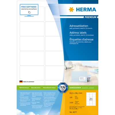 Etikett Herma Premium 63,5x38,1mm 2100st/fp