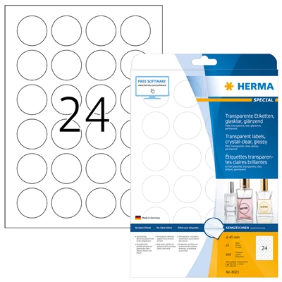 Etikett Herma Ø 40 Transparent 600st/fp