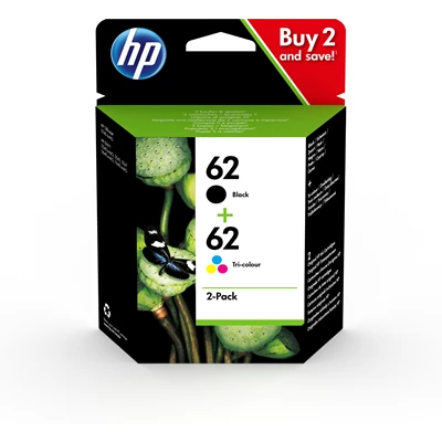 HP No62 black & color ink (sampack)