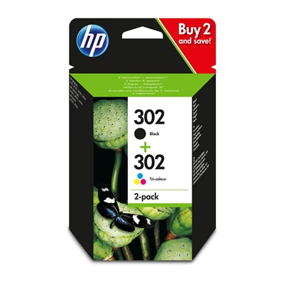 HP No302 ink cartridges combo 2-pack