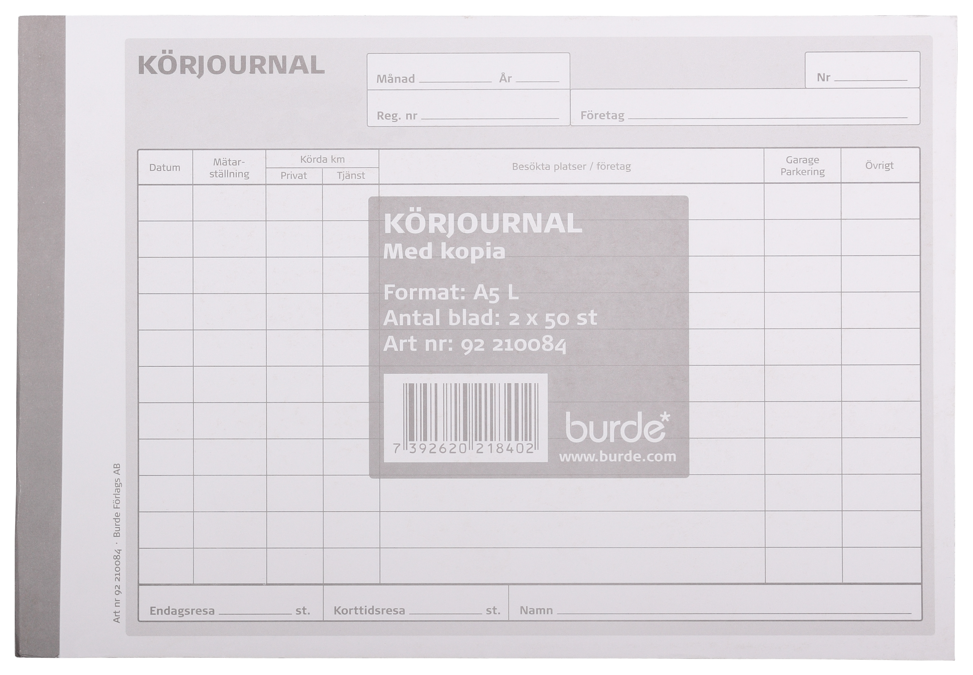 Körjournal A5L 2x50 blad