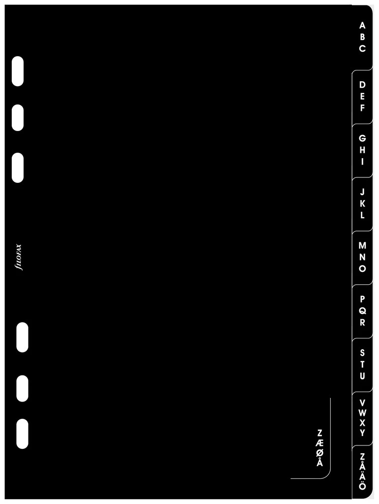 Register A5 A-Ö svart