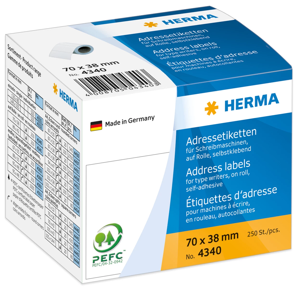 Adressetikett 70x38mm 250st/fp