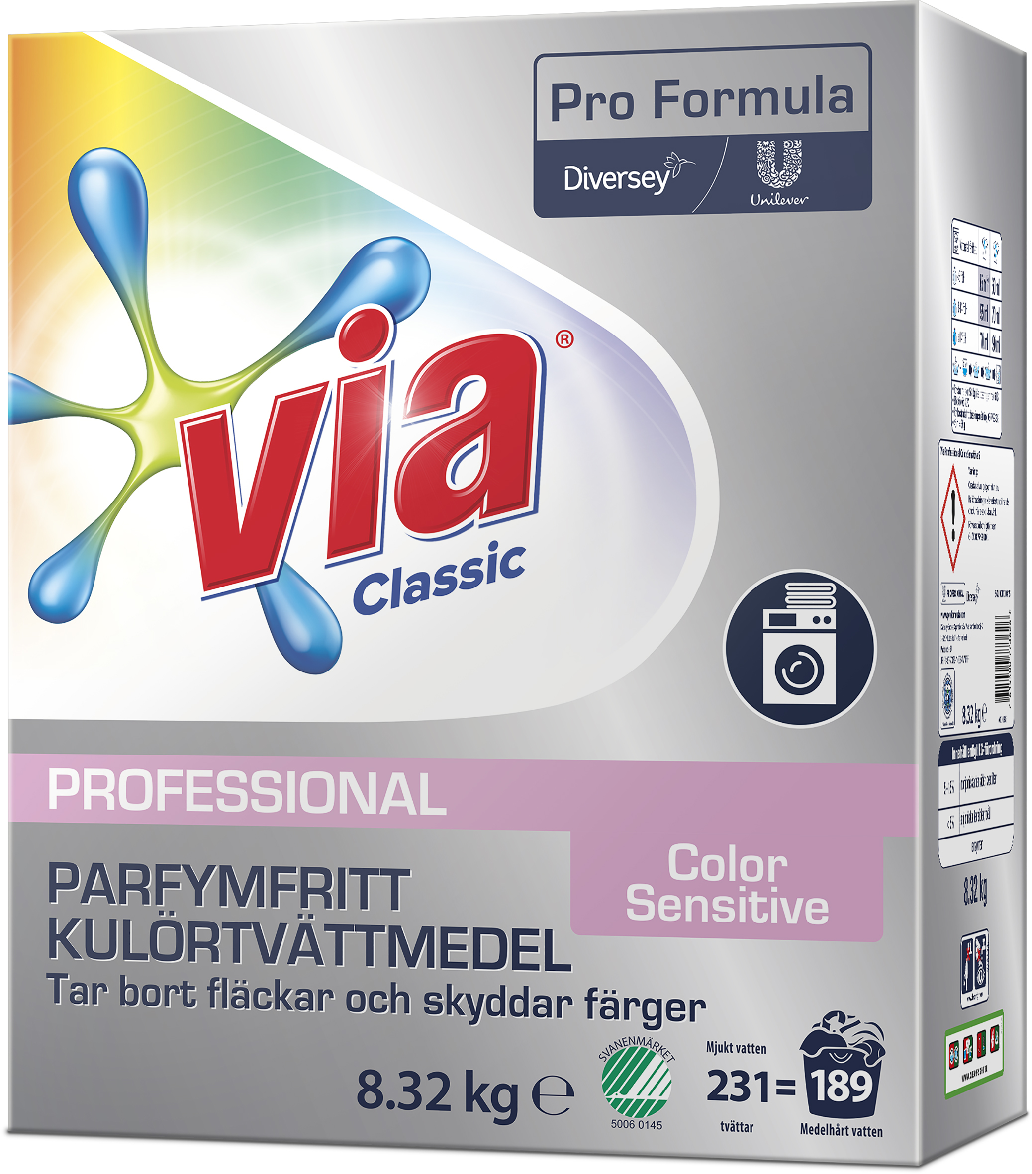 Tvättmedel Via Professional Color Sensitive 8,32kg
