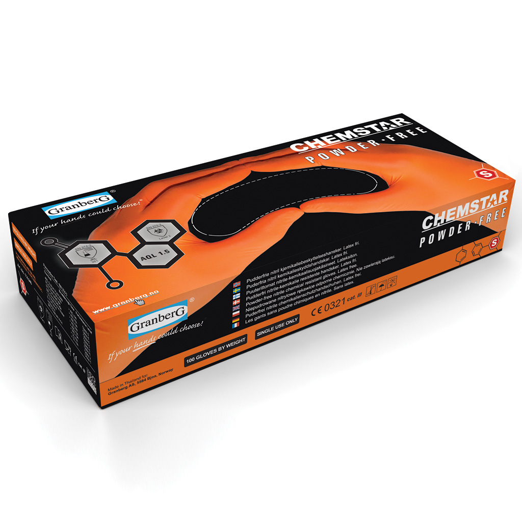 Nitrilhandske Chemstar 114.940 Orange strl S 100st