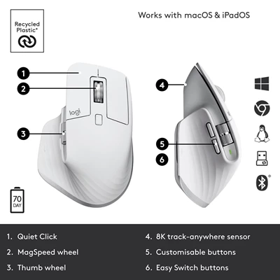 Trådlös mus Logitech MX Master 3S - Pale Grey