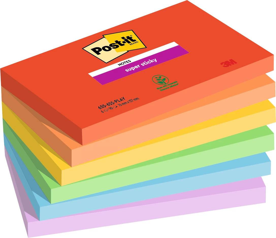 Post-it Super Sticky Playful Collec. 76x127mm 6/FP