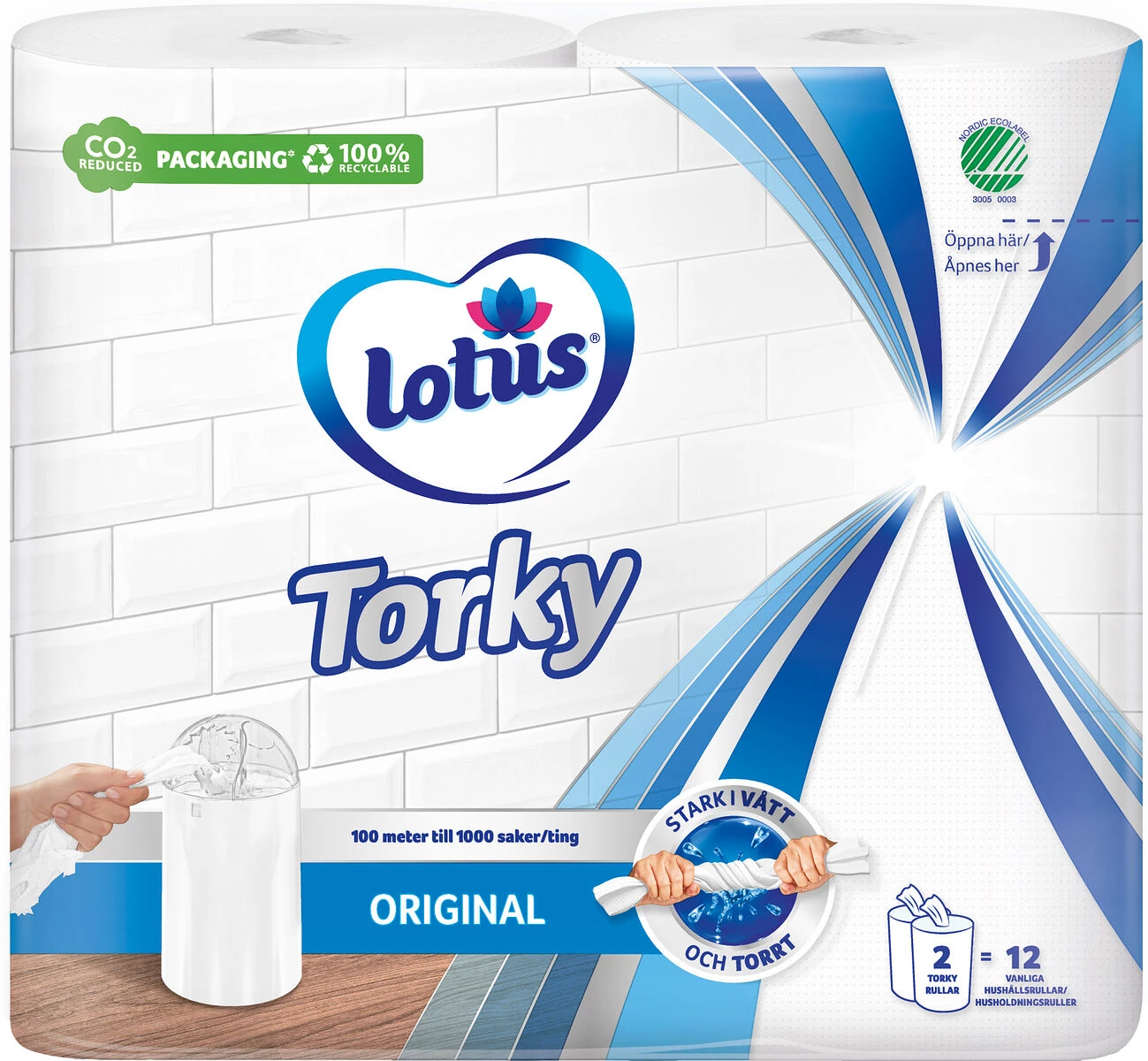 Torkrulle Lotus Torky 1-L Vit 12rl/kolli