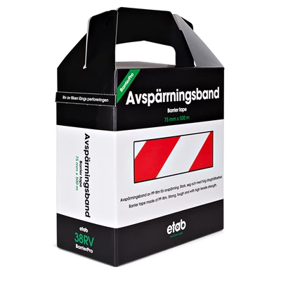 Avspärrningsband 75mmx500m röd/vit 6rullar/fp