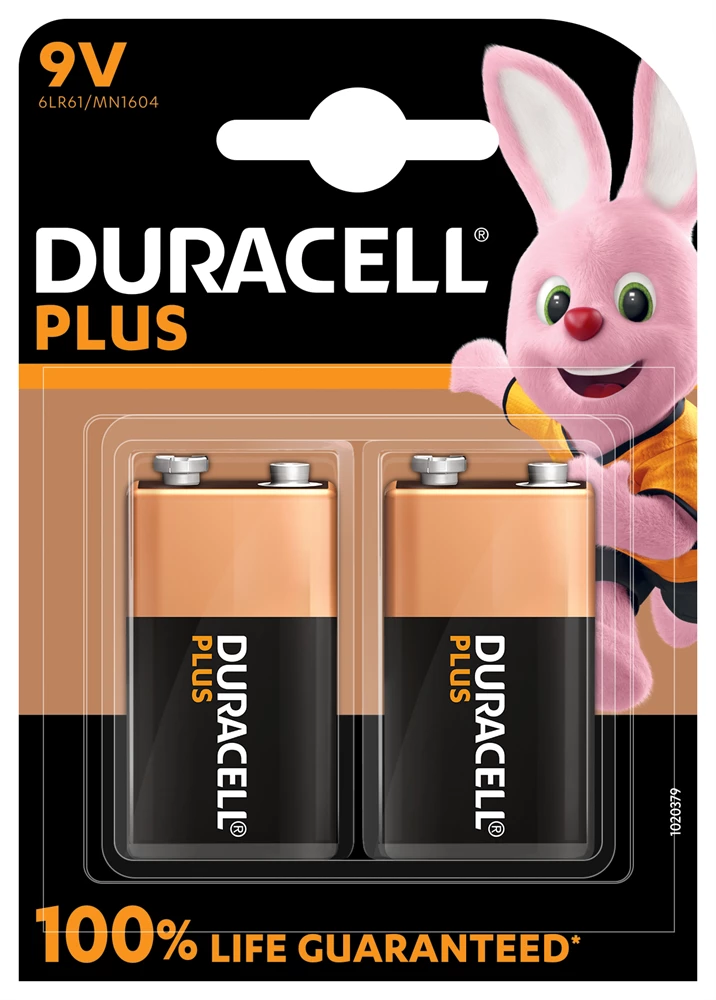 Batterier Duracell Plus 9V alkaliskt 20st/kolli