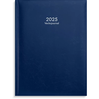 Kalender 2025 Veckojournal blått konstläder