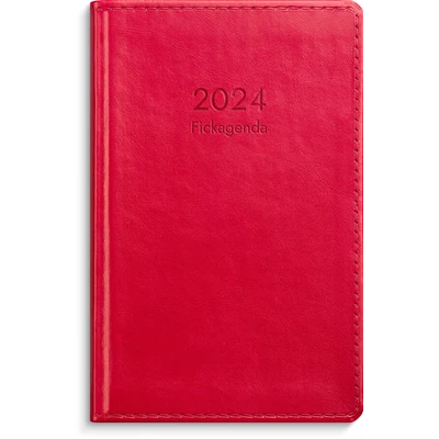 Kalender 2024 Fickagenda rött konstläder