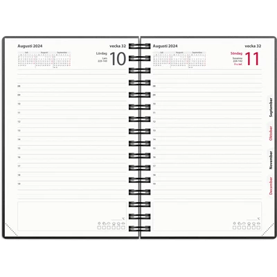 Kalender 2024 Dagbok svart PP-plast