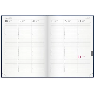Kalender 2025 Veckojournal blått konstläder
