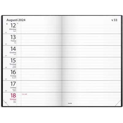 Kalender 2024 Fickagenda svart konstläder