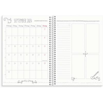 Kalender 2024 Doodle svart konstläder Tora