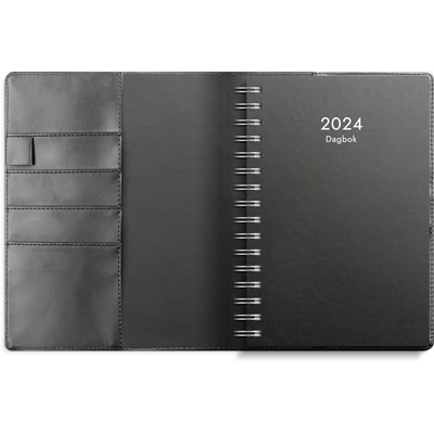 Kalender 2024 Dagbok svart konstläder