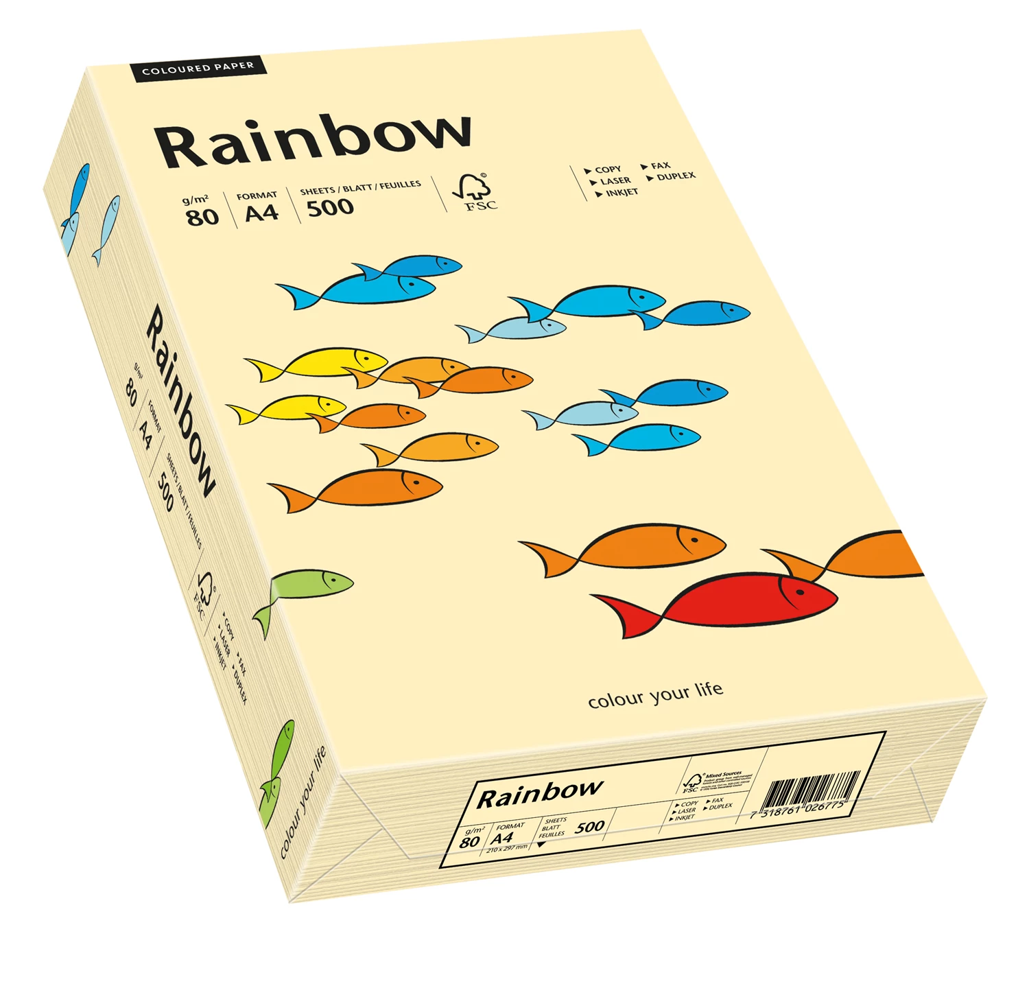 Papper Rainbow A4 80g Chamois 500st/fp