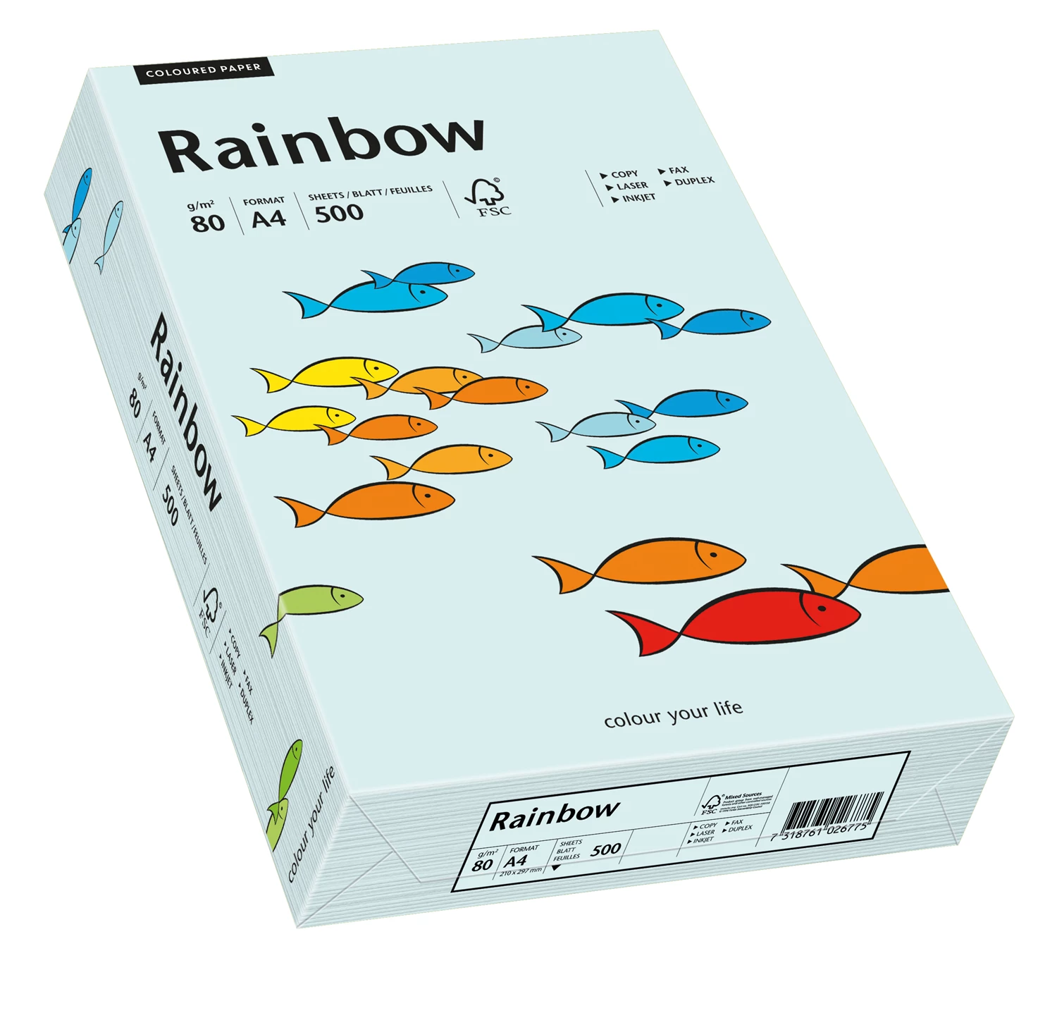 Papper Rainbow A4 80g Ljusblå 500st/fp