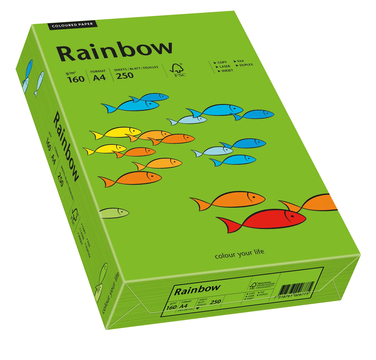 Papper Rainbow A4 160 g intensivgrön 250st/fp