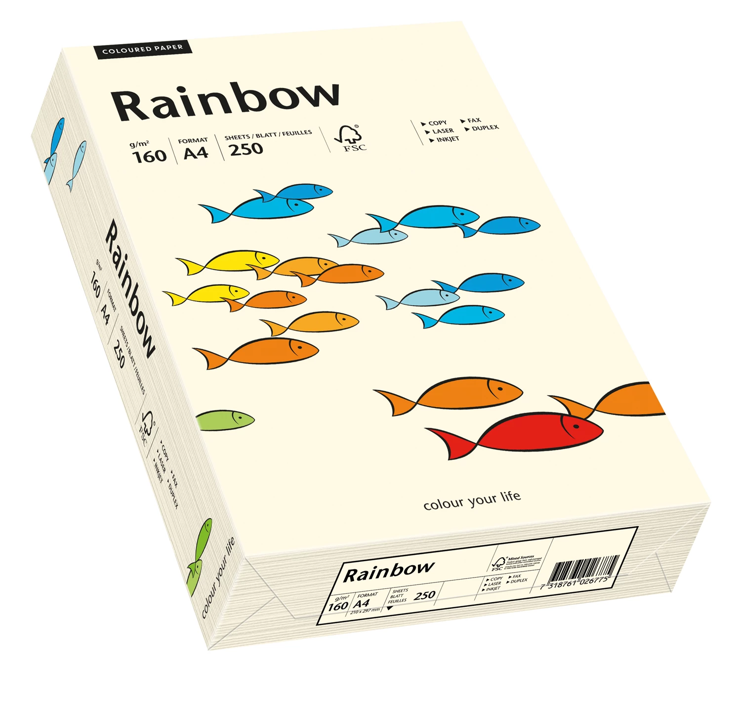 Papper Rainbow A4 160g Creme 250st/fp