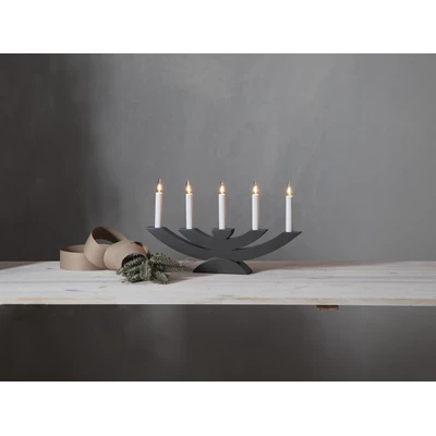 Ljusstake Navida 5 lampor, 42x24cm Grafitgrå