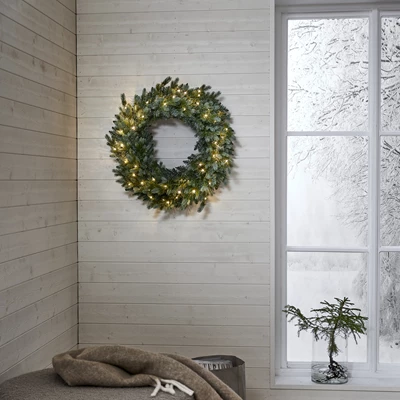 Julkrans Greyland med 60 LED-lampor 80x80cm