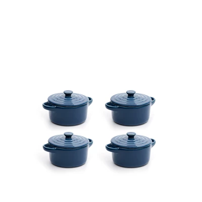 Minigrytor i keramik 4-pack Blå