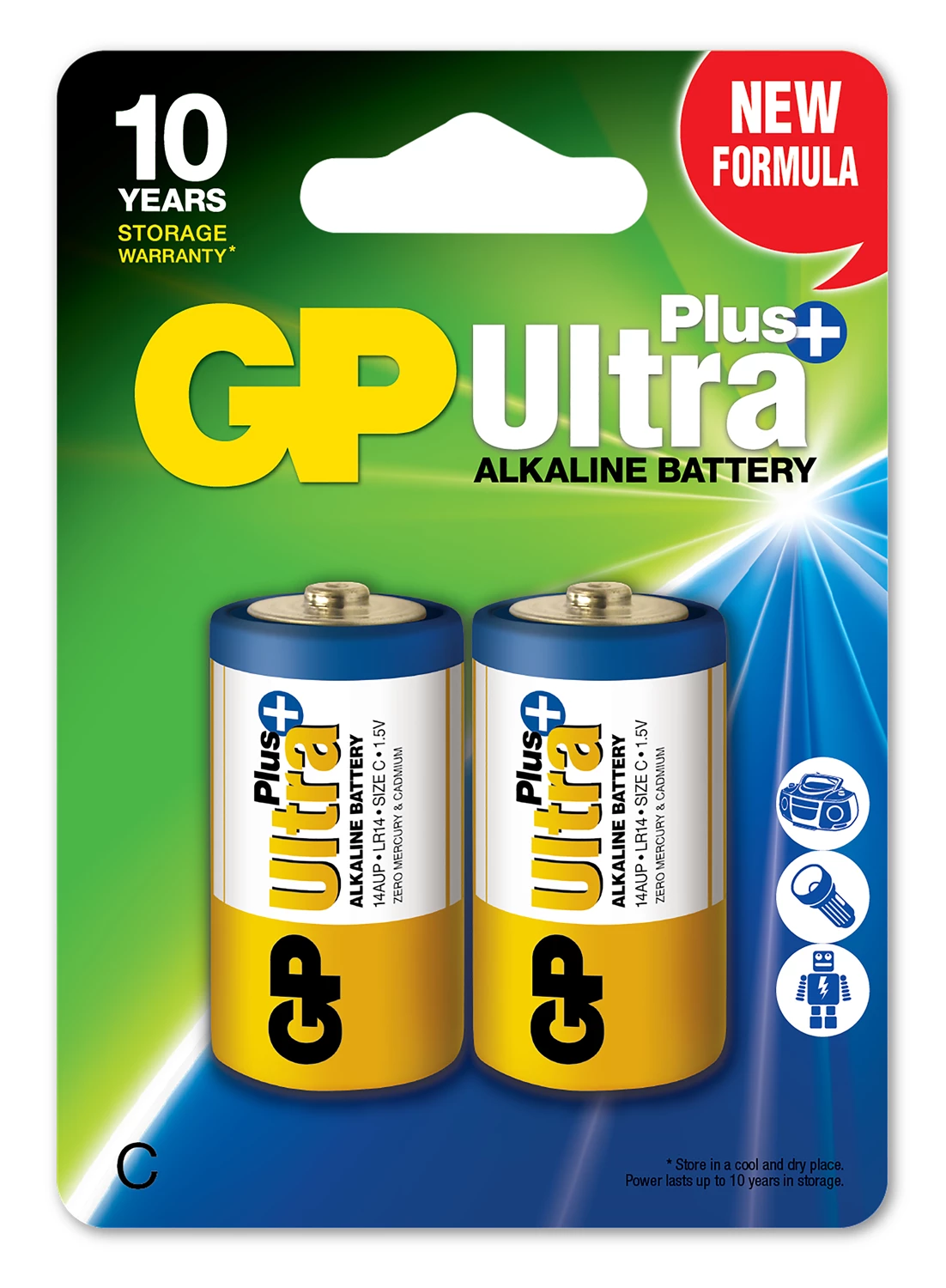 Batterier GP Ultra Plus Alkaline LR14 2st/fp
