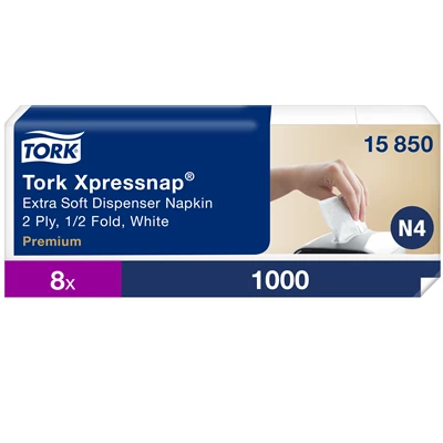 Dispenserservett Tork N4 X-nap 2-lags 8000st/kolli