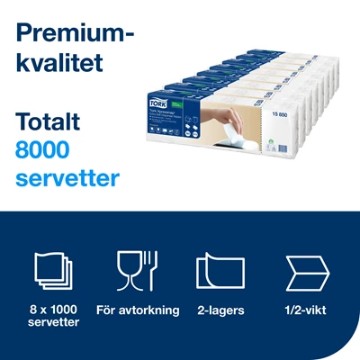 Dispenserservett Tork N4 X-nap 2-lags 8000st/kolli