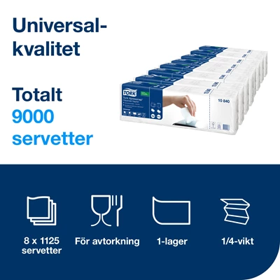 Servetter Tork N4 Ekonomi 22x33cm Vit 9000st/kolli